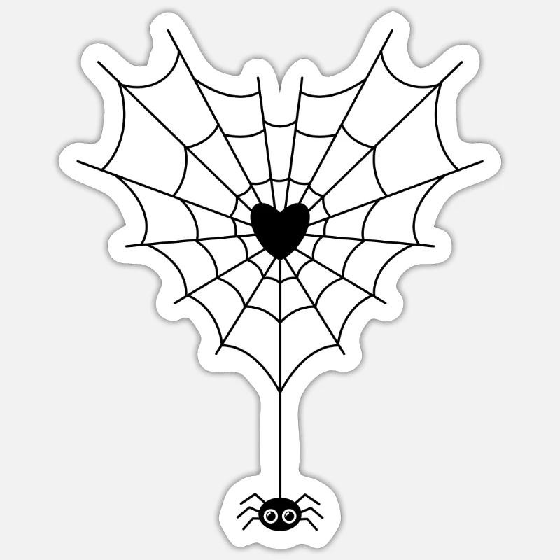 Araignée dans une toile d’araignée - Sticker taille S (10 x 10 cm) - blanc mat