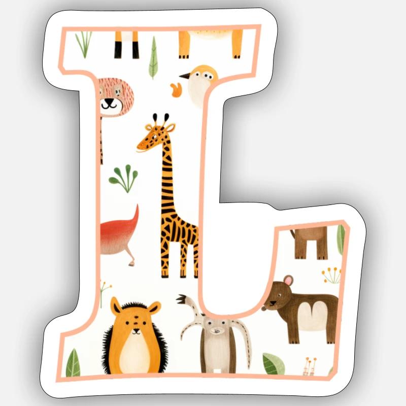 Buchstabe L, Monogramm, Tiermuster Sticker Größe S (10 x 10 cm)