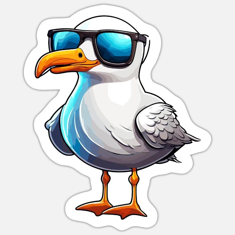 Möwe / Tier / Hafen / Vogel / Meer / Wasser - Sticker størrelse S (10 x 10 cm) - mat hvid