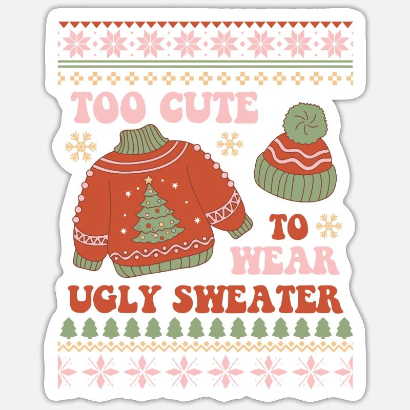 Ugly Christmas Sweater - Sticker size S (10 x 10 cm) - white matte