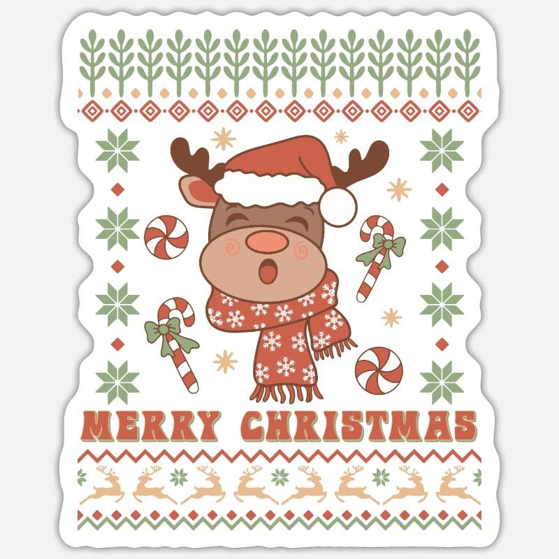 Hässlicher Weihnachtspullover - Sticker Größe S (10 x 10 cm) - Mattweiß