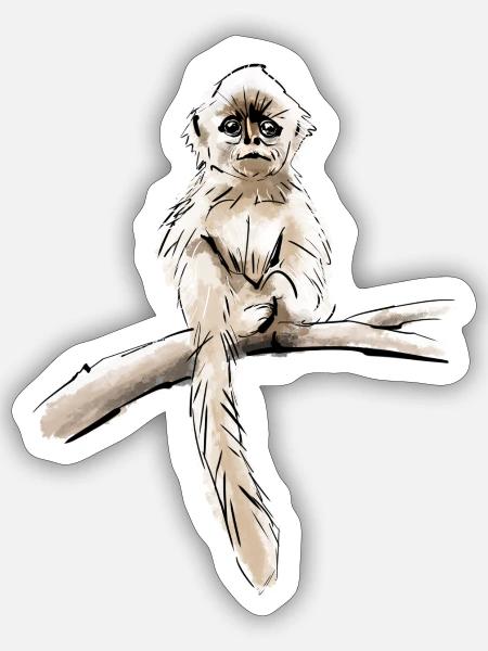 Äffchen - Sticker Größe S (10 x 10 cm) - Mattweiß