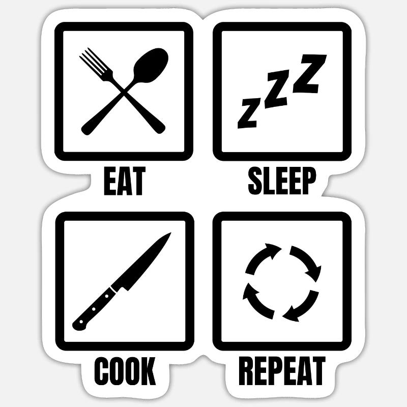 Kochen Tägliche Routine - Sticker Größe S (10 x 10 cm) - Mattweiß