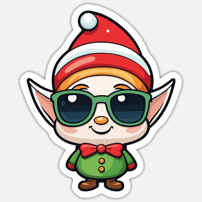 Dessin de Noël elfe Sticker taille S (10 x 10 cm)