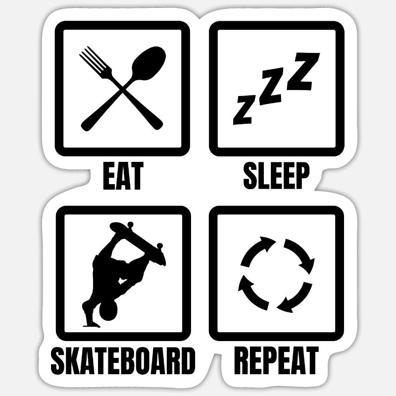 Routine de skateboard - Sticker taille S (10 x 10 cm) - blanc mat