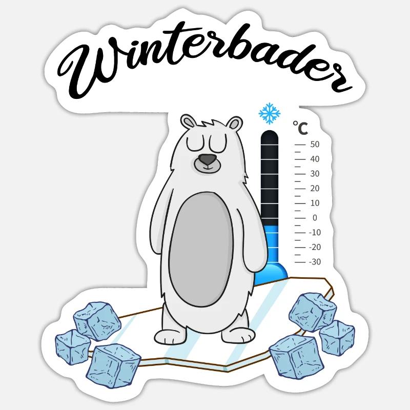 Winterbaden Winterbader Eisbader im Eisbad - Sticker Größe S (10 x 10 cm) - Mattweiß