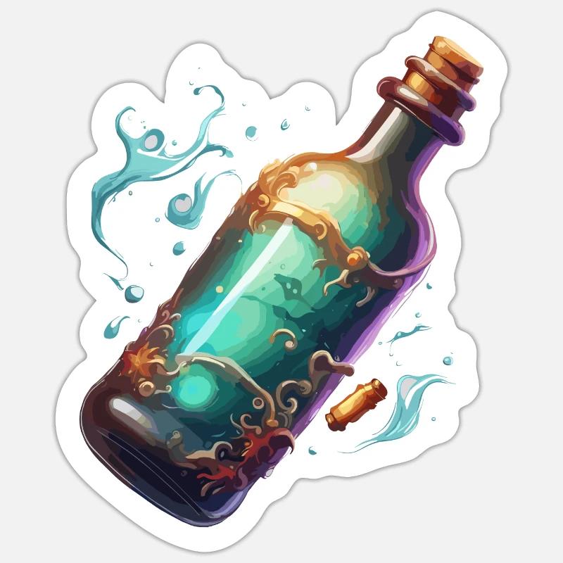 Magic Bottle / Cork / Water / Comic Sticker size S (10 x 10 cm)