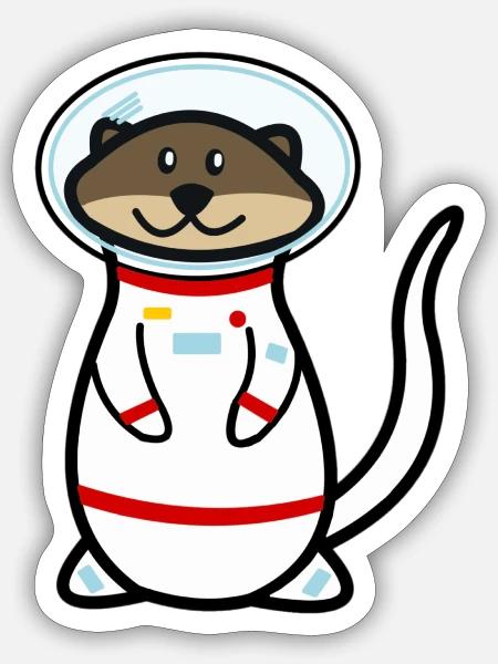 Astronaut Otter - Sticker Größe S (10 x 10 cm) - Mattweiß