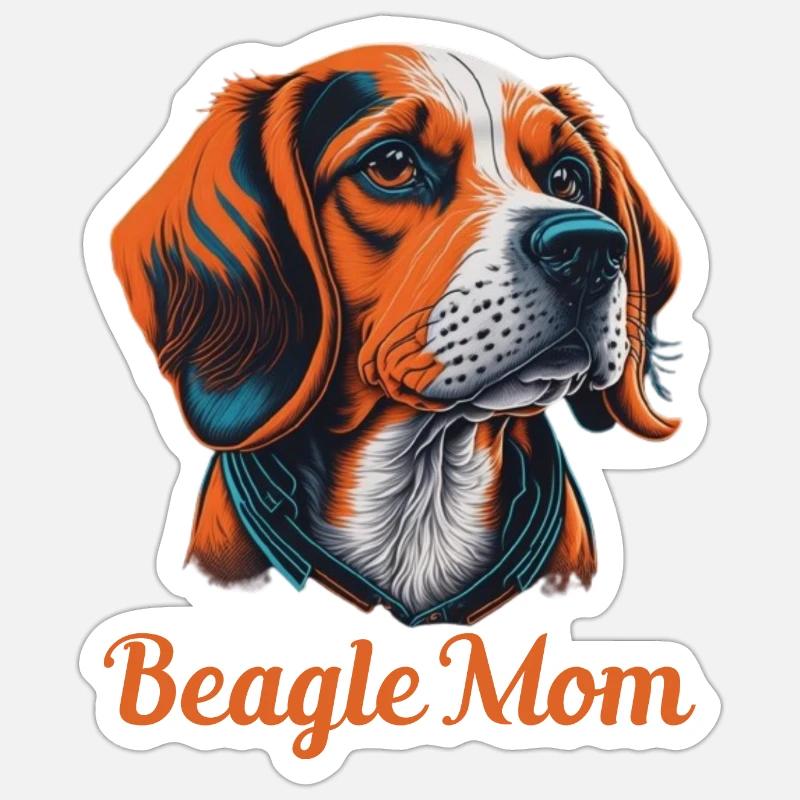 Beagle Mom - Sticker Größe S (10 x 10 cm) - Mattweiß