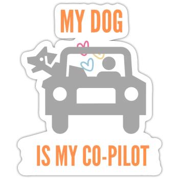 Hund ist mein Co-Pilot - Sticker Größe S (10 x 10 cm) - Mattweiß - Vorne