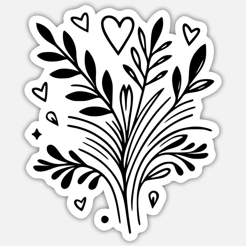 Branche d’arbre de cœur - Sticker taille S (10 x 10 cm) - blanc mat