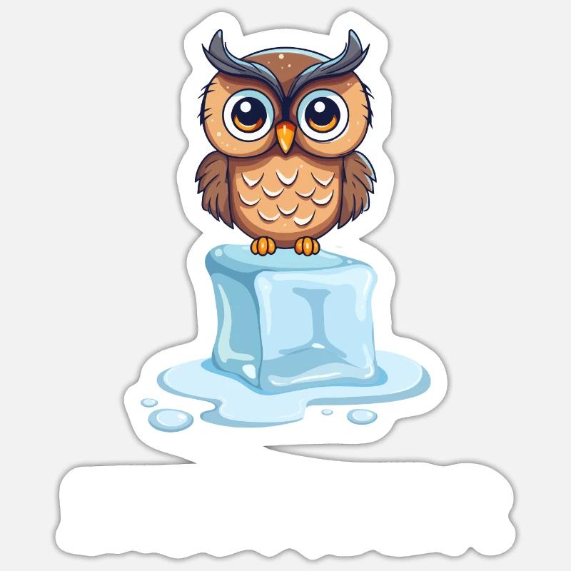 Eisbader Winterschwimmen Eule Winterbaden Sticker Größe S (10 x 10 cm)