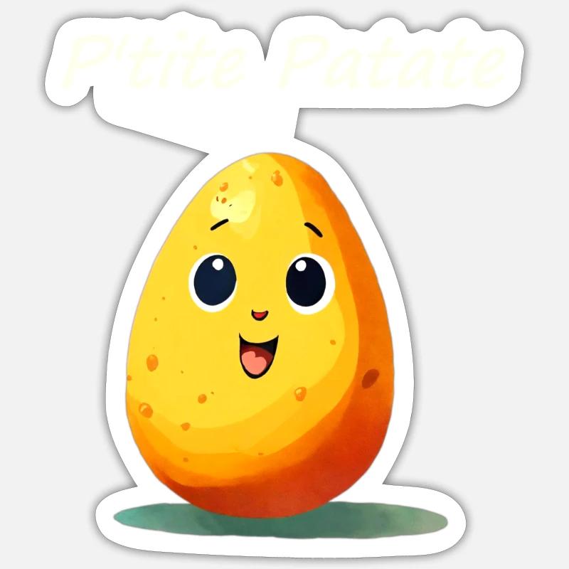 P'tite Patate Pomme de terre - Sticker taille S (10 x 10 cm) - blanc mat