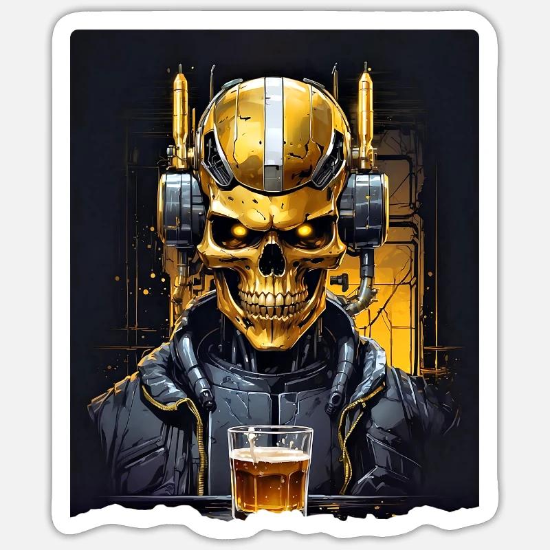 Crâne de bière 0.10 - Sticker taille S (10 x 10 cm) - blanc mat
