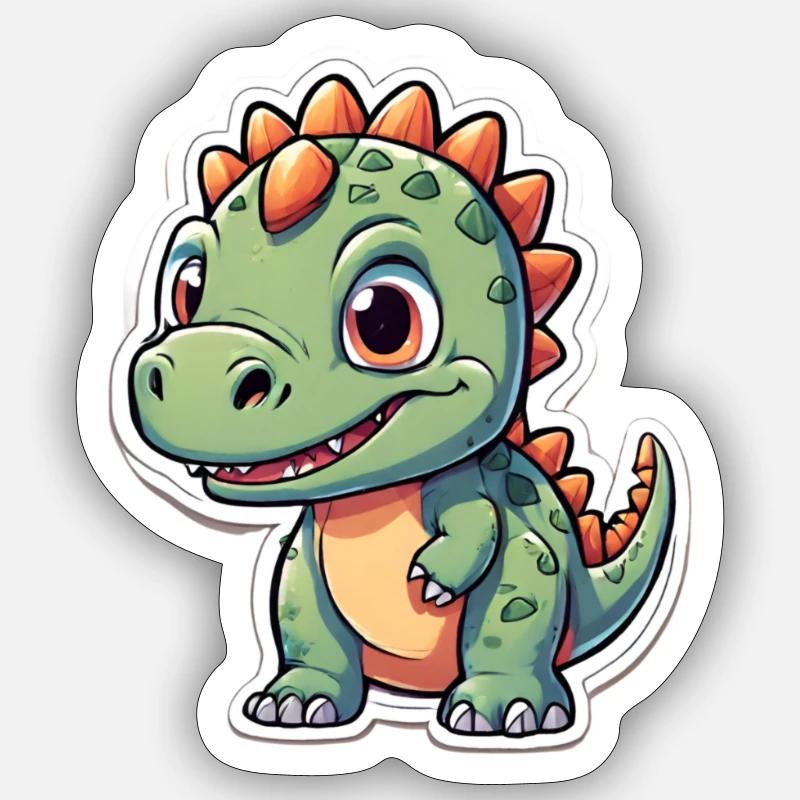 Chiot dinosaure amical - Sticker taille S (10 x 10 cm) - blanc mat