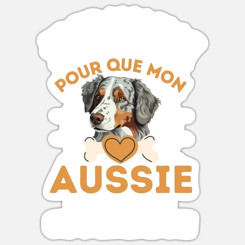Aussie dog berger australien - Sticker taille S (10 x 10 cm) - blanc mat
