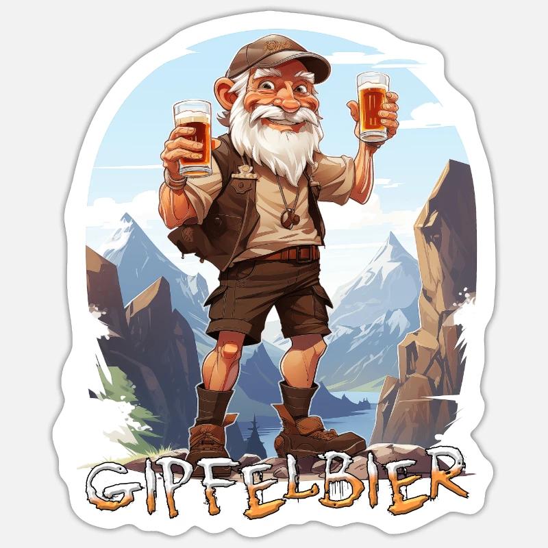 Gipfelbier - Sticker Größe S (10 x 10 cm) - Mattweiß