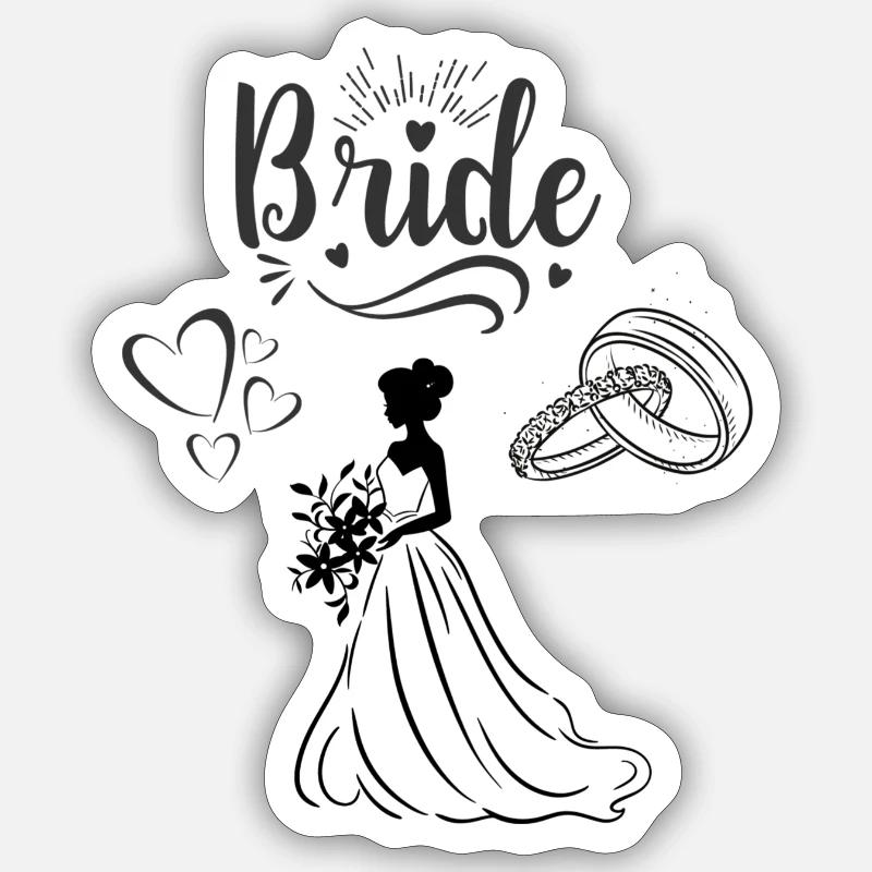Bride Tshirt - Sticker Größe S (10 x 10 cm) - Mattweiß