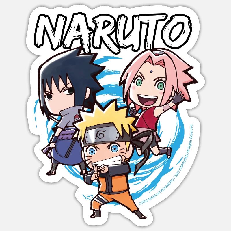 Naruto Shippuden Naruto, Sakura & Sasuke En Chibi - Sticker taille S (10 x 10 cm) - blanc mat