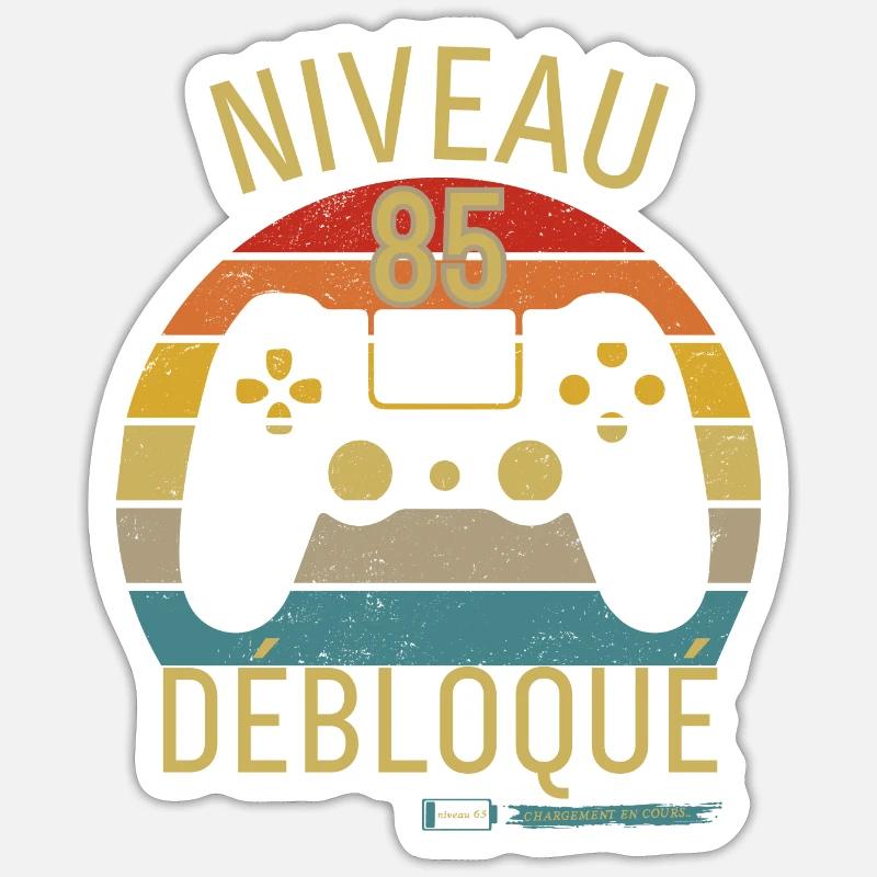 Niveau 85 Débloqué - Sticker taille S (10 x 10 cm) - blanc mat