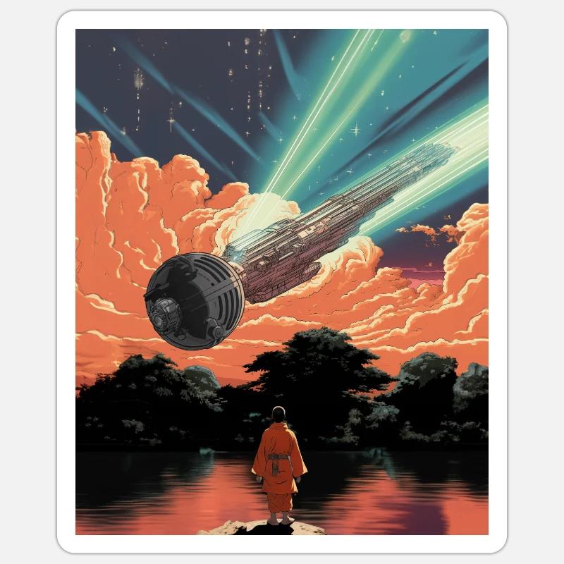 SPACE MIC INVADER Sticker taille S (10 x 10 cm)