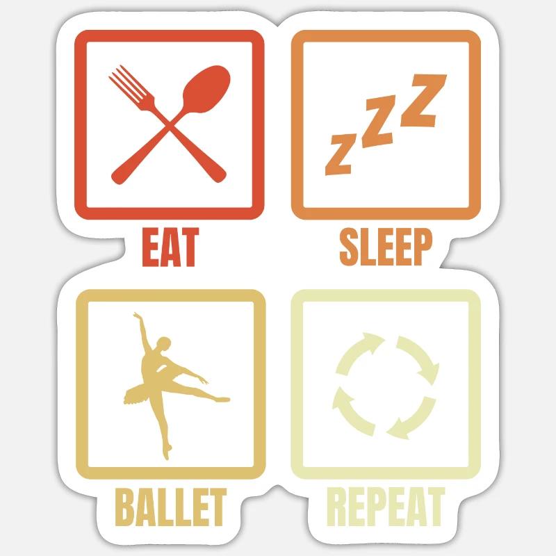 Manger dormir Ballet Répéter - Sticker taille S (10 x 10 cm) - blanc mat