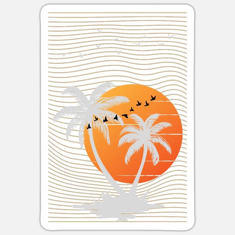 Palm Tree Beach Summer Sticker size S (10 x 10 cm)