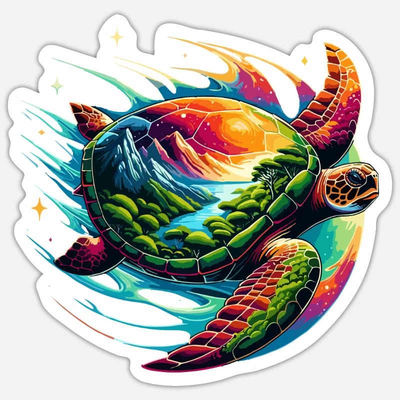 Galactic turtle design for conservation Sticker size S (10 x 10 cm)