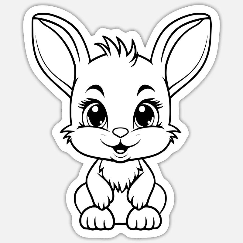 Lapin mignon - Sticker taille S (10 x 10 cm) - blanc mat