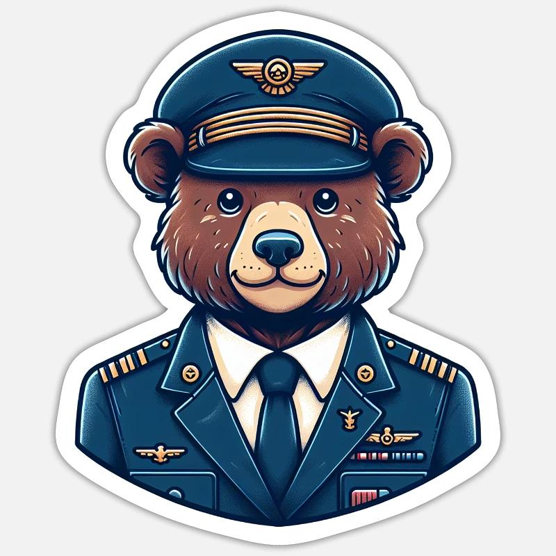 Cute Bear Pilot Sticker size S (10 x 10 cm)