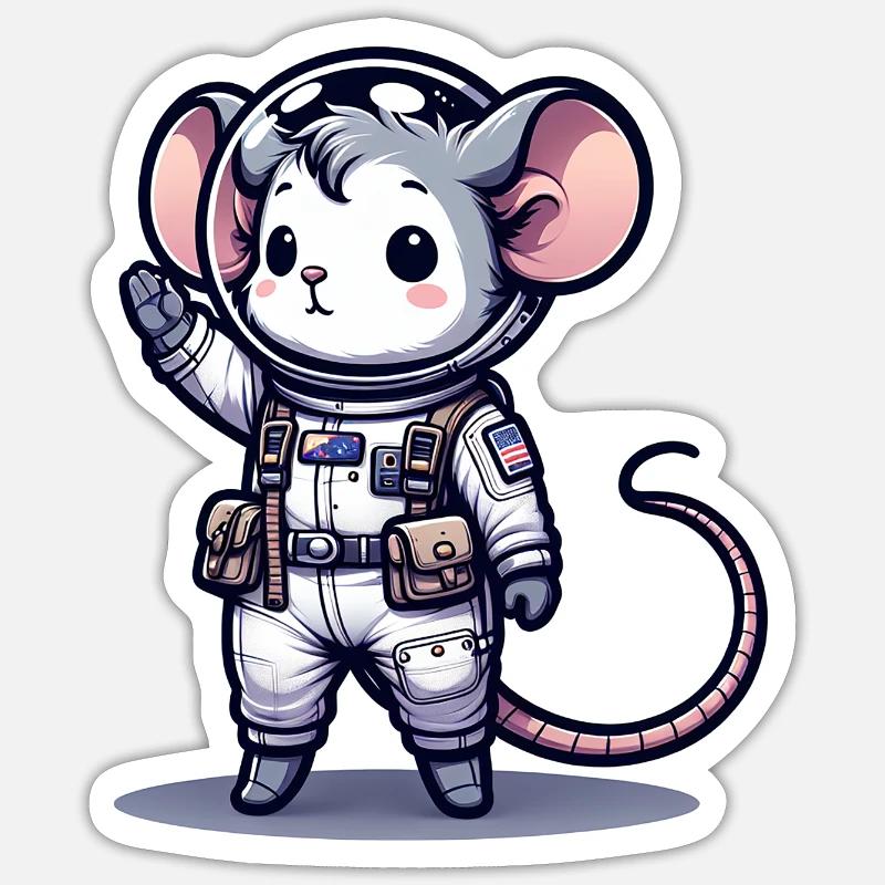 Cute Mouse Astronaut Sticker size S (10 x 10 cm)