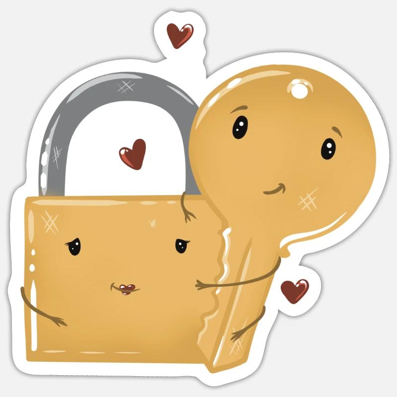 Amorous key with lock for Valentine's Day Sticker size S (10 x 10 cm)