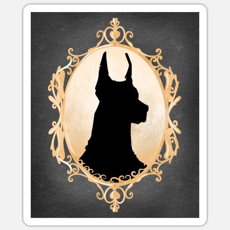 Doberman dans un cadre - Sticker taille S (10 x 10 cm) - blanc mat