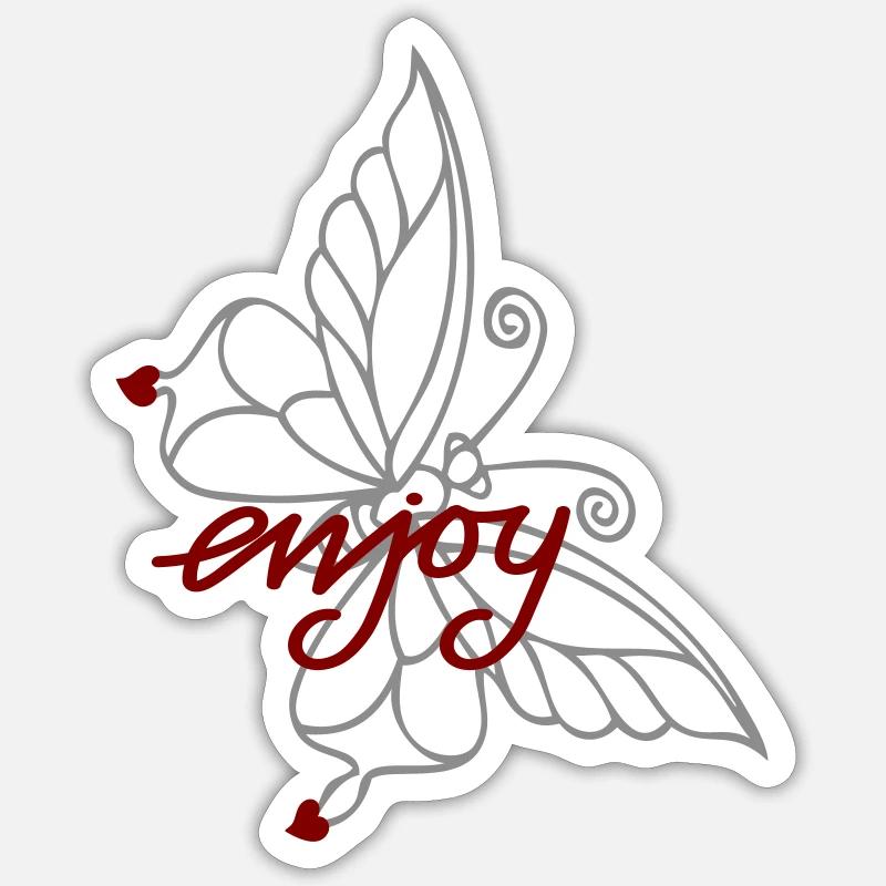 Profitez de Butterfly - Sticker taille S (10 x 10 cm) - blanc mat