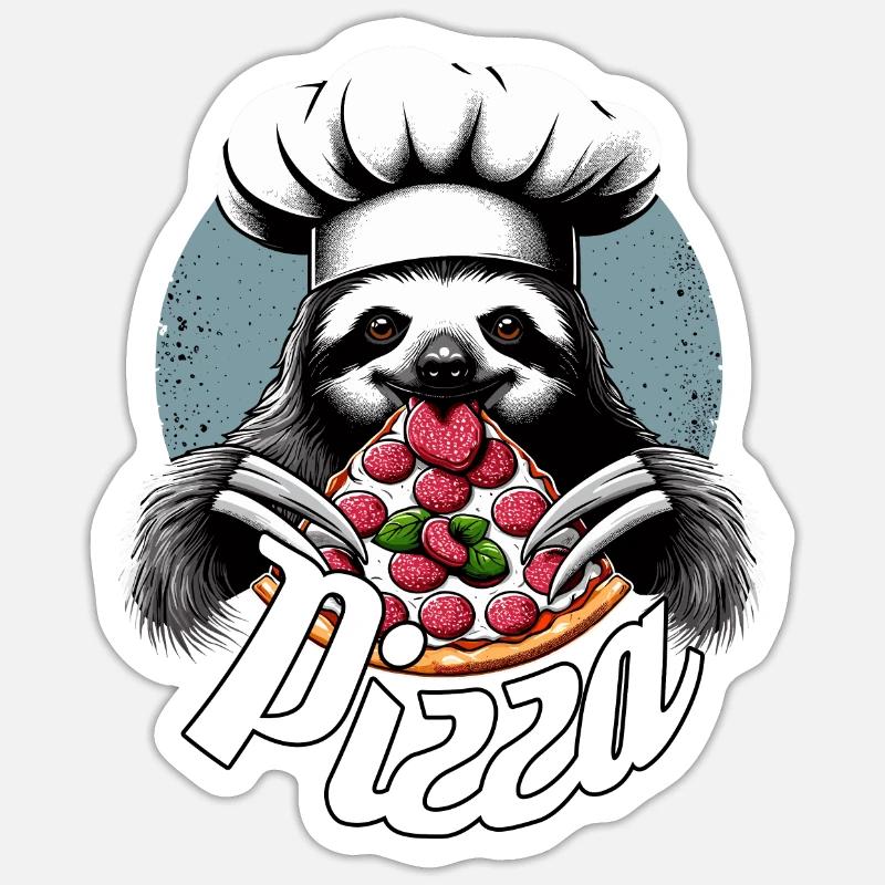 Pizza Yummy Sloth Gift - Sticker size S (10 x 10 cm) - white matte