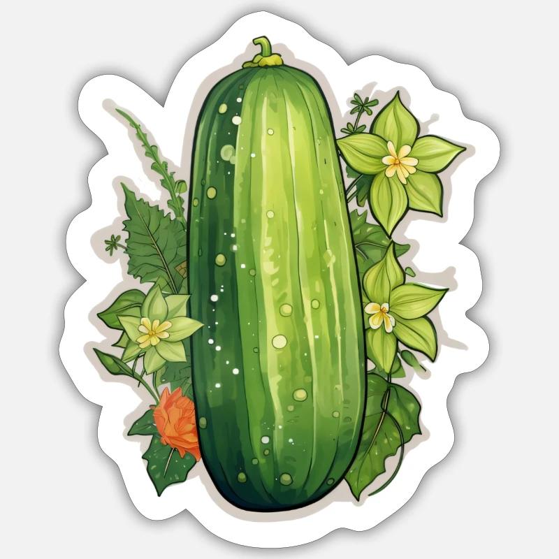 Concombre - Sticker taille S (10 x 10 cm) - blanc mat