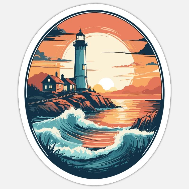 Phare côtier Sticker taille S (10 x 10 cm)