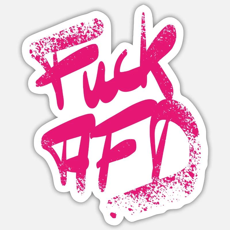 FCK AFD moucheté rose - Sticker taille S (10 x 10 cm) - blanc mat