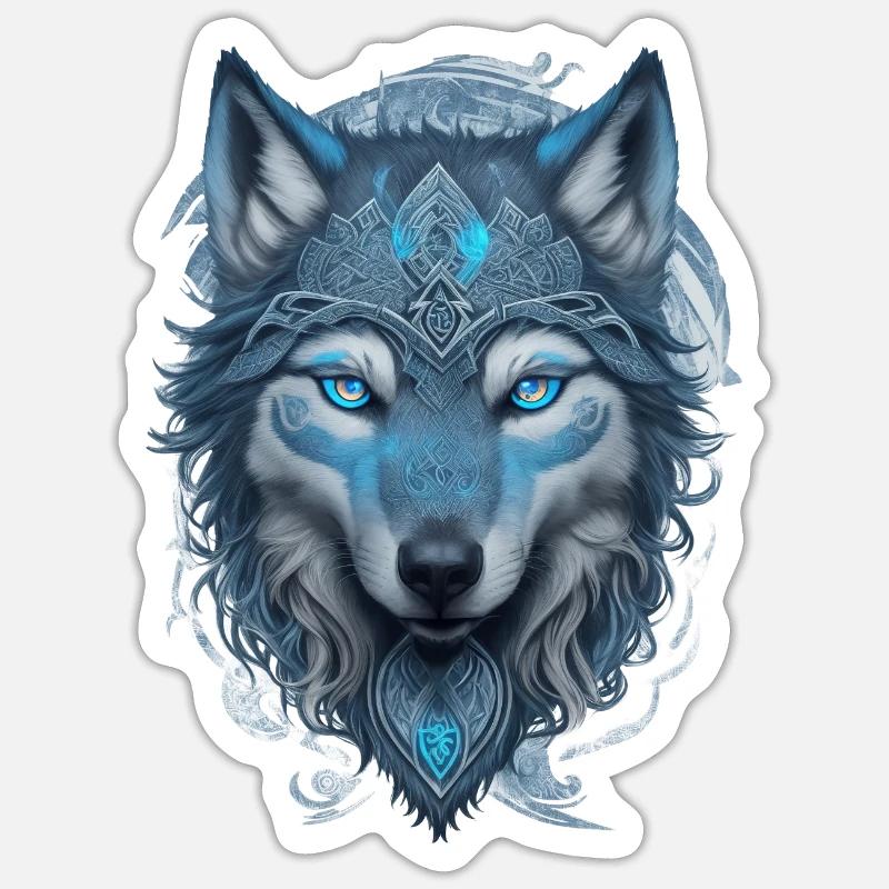 Wolf mit keltischen Mustern Sticker Größe S (10 x 10 cm)