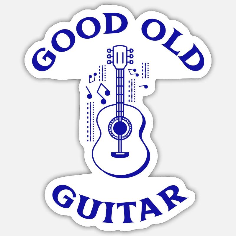 Good Old Guitar (blau) - Sticker Größe S (10 x 10 cm) - Mattweiß