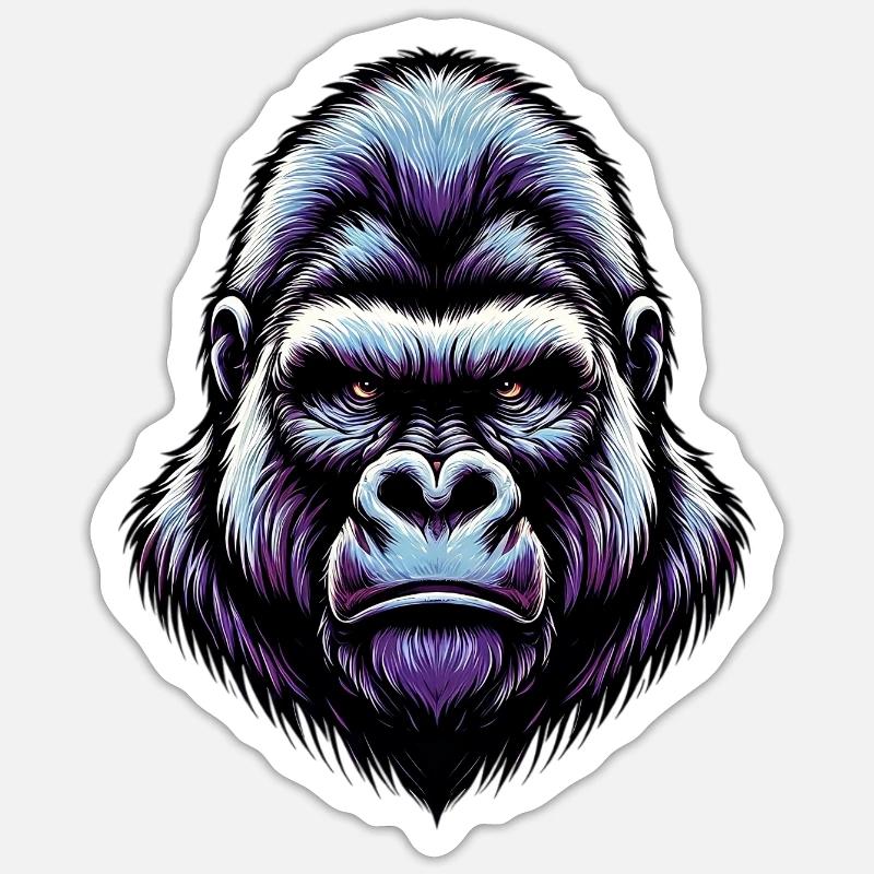 Gorilla - Sticker Größe S (10 x 10 cm) - Mattweiß