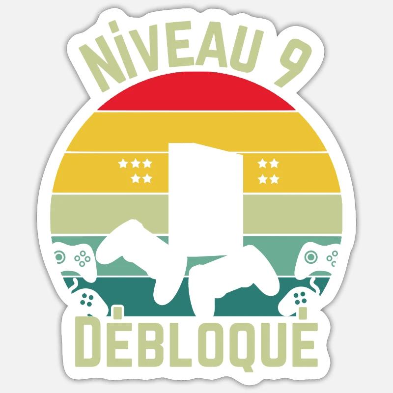 Level 9 freigeschaltet - Sticker Größe S (10 x 10 cm) - Mattweiß