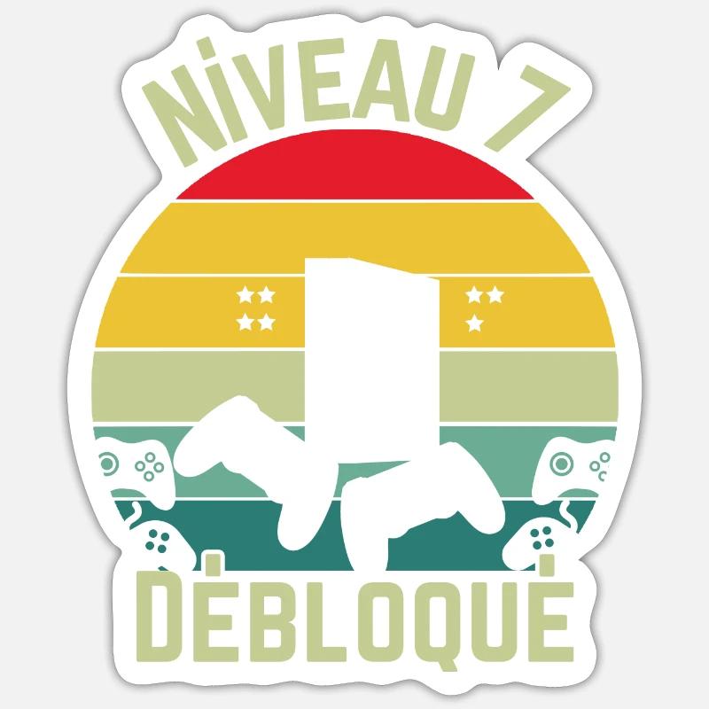 Niveau 7 Débloqué - Sticker taille S (10 x 10 cm) - blanc mat