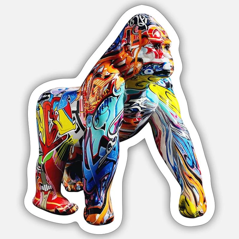 Gorilla Graffiti - Sticker Größe S (10 x 10 cm) - Mattweiß