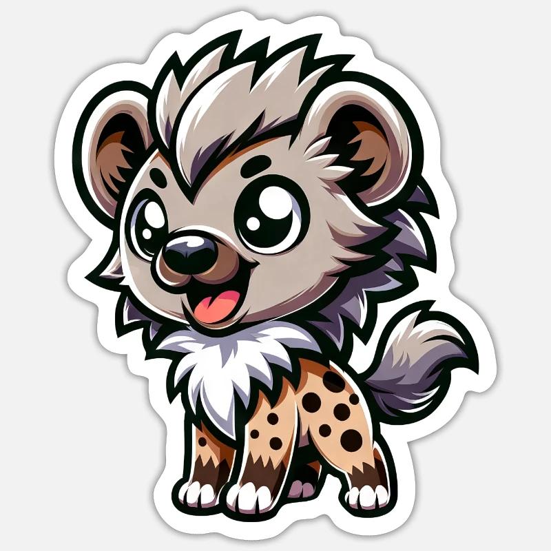 Cute Hyena Comic & Cartoon Design - Sticker size S (10 x 10 cm) - white matte