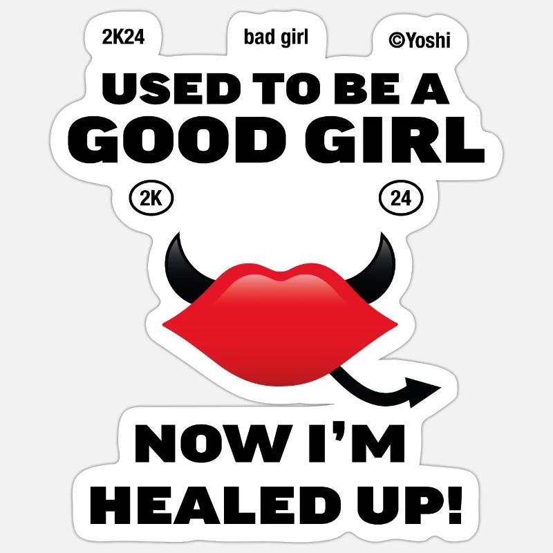 Böses Mädchen, gutes Mädchen - Sticker Größe S (10 x 10 cm) - Mattweiß