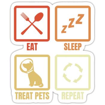Essen Schlafen Tiere behandeln - Sticker Größe S (10 x 10 cm) - Mattweiß - Vorne