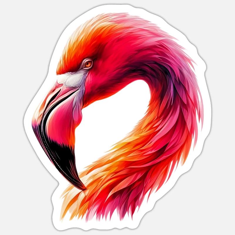 Flamant - Sticker taille S (10 x 10 cm) - blanc mat