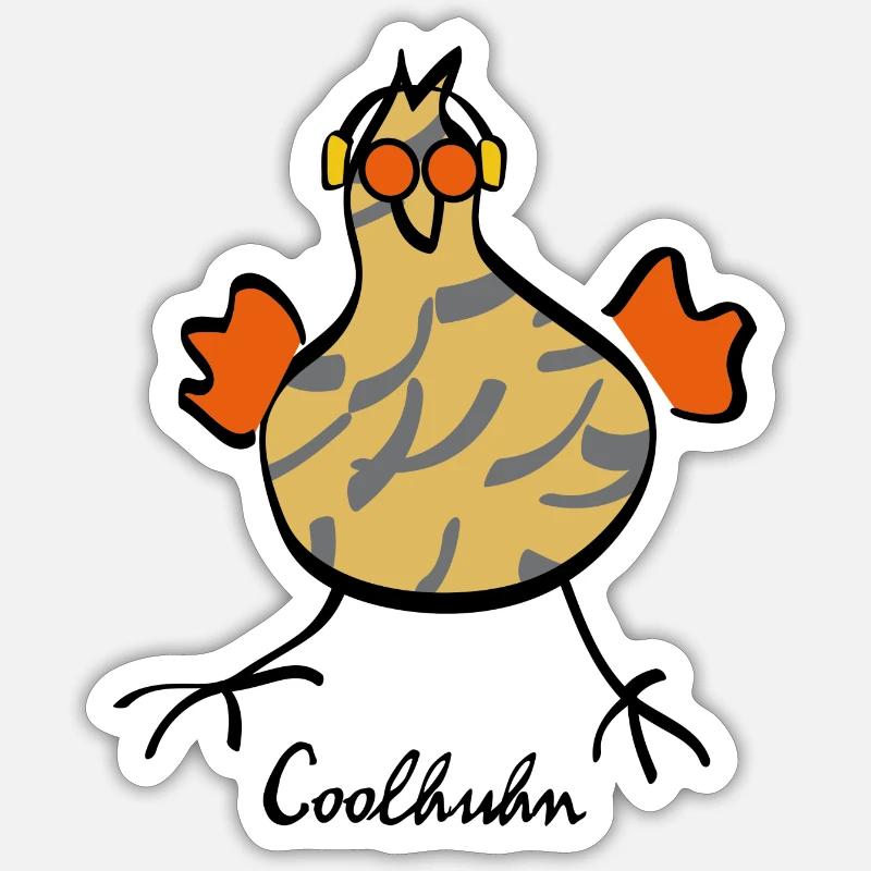 RIKELS Design: Das Cool-Huhn - Sticker Größe S (10 x 10 cm) - Mattweiß