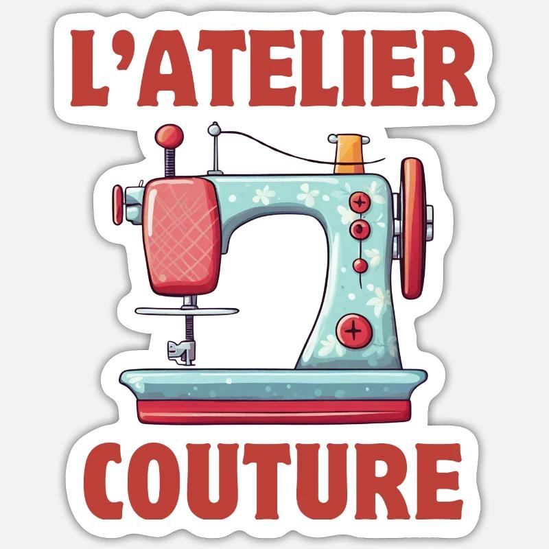 sewing, sewing workshop, embroidery Sticker size S (10 x 10 cm)
